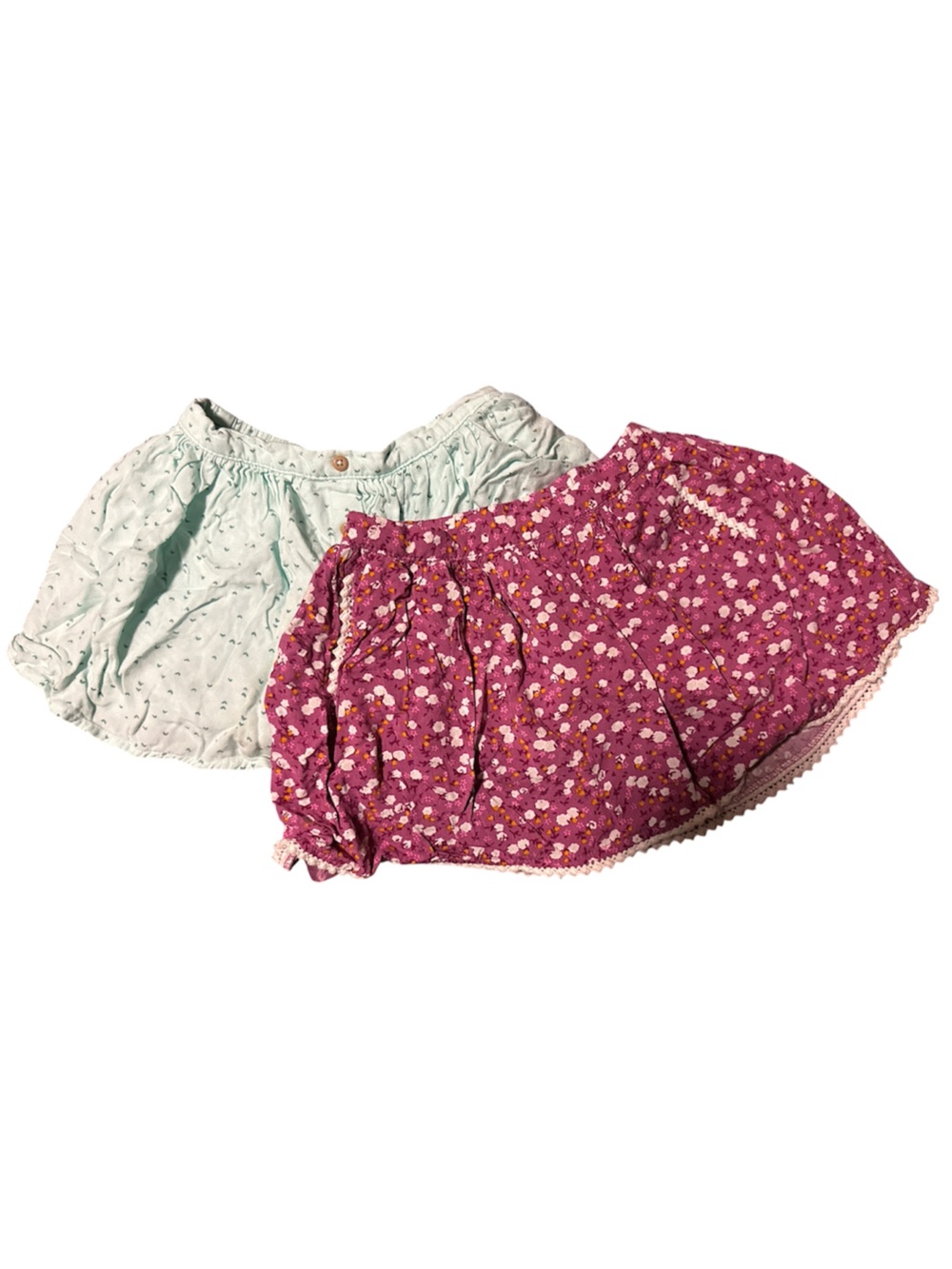 Girls Floral Pink & Mint Skort Set